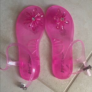 Betsey Johnson Transparent Pink Flower Sandals